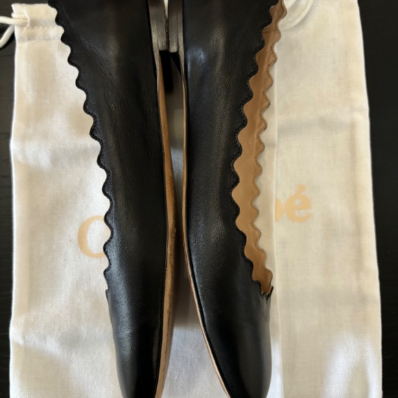 Chloe Lauren Scalloped Leather Flats - Picture 2 of 8